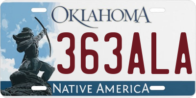 OK license plate 363ALA