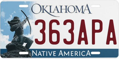 OK license plate 363APA