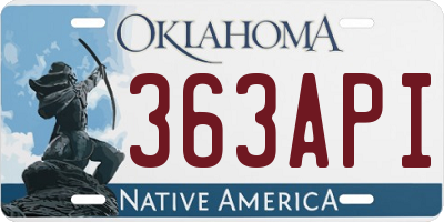 OK license plate 363API