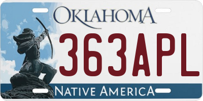 OK license plate 363APL
