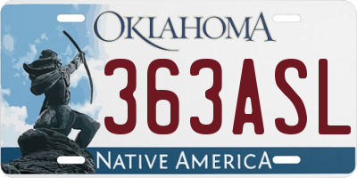 OK license plate 363ASL
