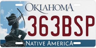 OK license plate 363BSP