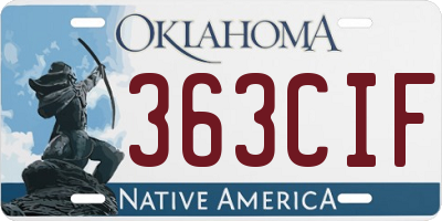 OK license plate 363CIF