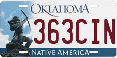 OK license plate 363CIN