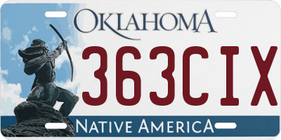 OK license plate 363CIX