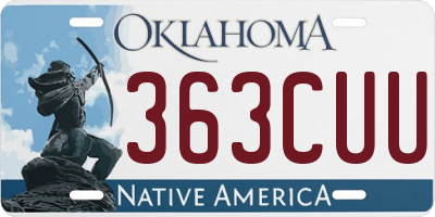 OK license plate 363CUU