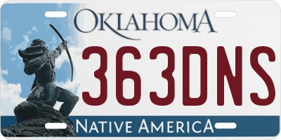 OK license plate 363DNS