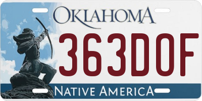 OK license plate 363DOF