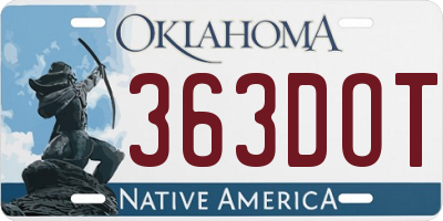 OK license plate 363DOT