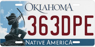 OK license plate 363DPE