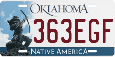 OK license plate 363EGF