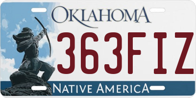 OK license plate 363FIZ