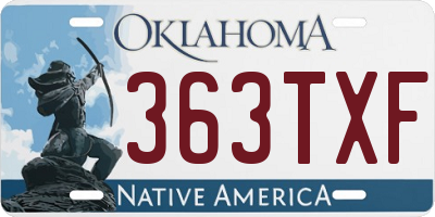 OK license plate 363TXF