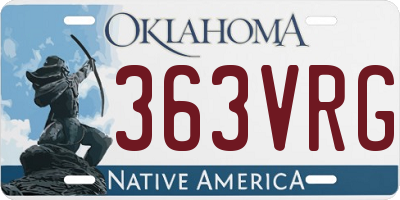 OK license plate 363VRG