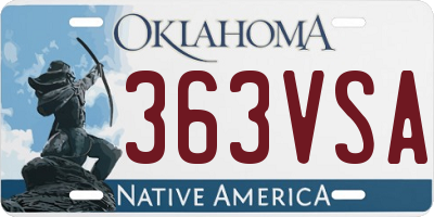 OK license plate 363VSA