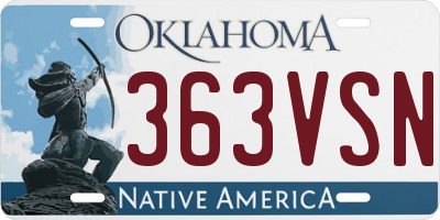 OK license plate 363VSN