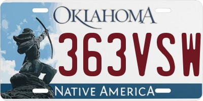 OK license plate 363VSW
