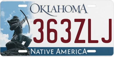 OK license plate 363ZLJ