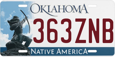 OK license plate 363ZNB