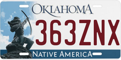 OK license plate 363ZNX