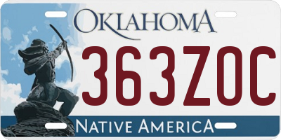 OK license plate 363ZOC