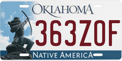 OK license plate 363ZOF