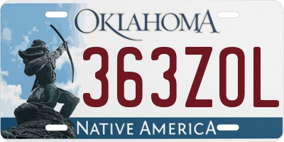 OK license plate 363ZOL