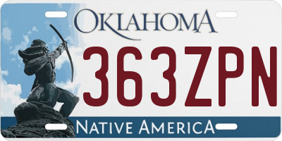 OK license plate 363ZPN