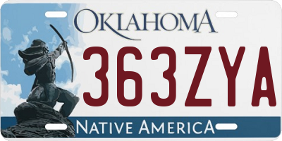 OK license plate 363ZYA