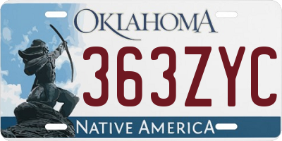 OK license plate 363ZYC
