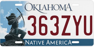 OK license plate 363ZYU