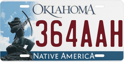 OK license plate 364AAH