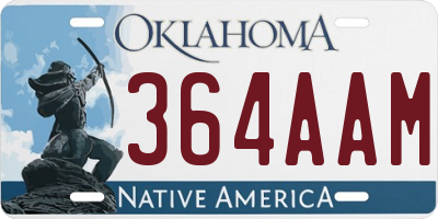 OK license plate 364AAM