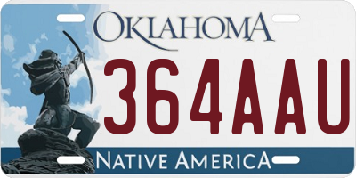 OK license plate 364AAU