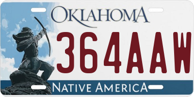 OK license plate 364AAW