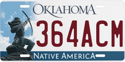 OK license plate 364ACM