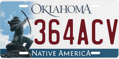 OK license plate 364ACV