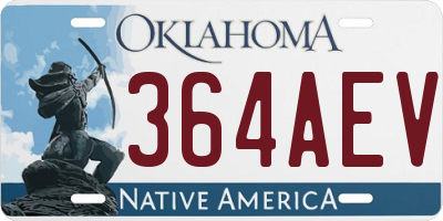 OK license plate 364AEV