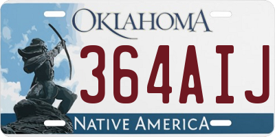OK license plate 364AIJ