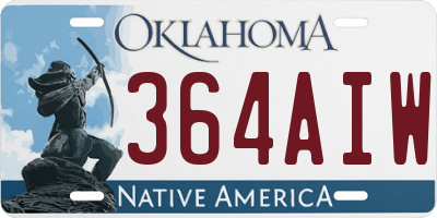 OK license plate 364AIW