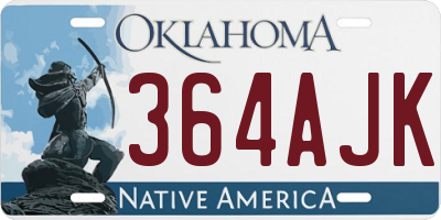 OK license plate 364AJK