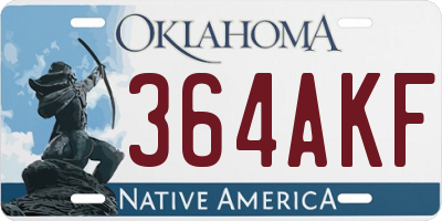 OK license plate 364AKF