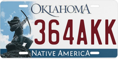 OK license plate 364AKK