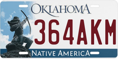 OK license plate 364AKM