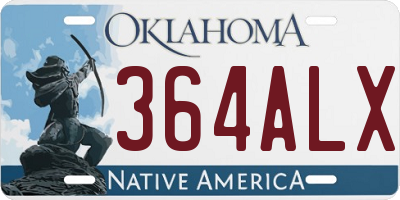 OK license plate 364ALX