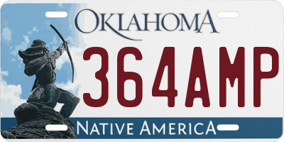 OK license plate 364AMP