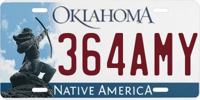 OK license plate 364AMY