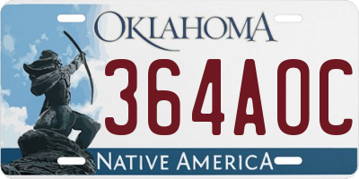 OK license plate 364AOC