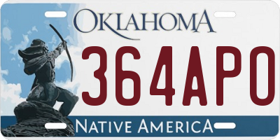 OK license plate 364APO