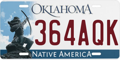 OK license plate 364AQK